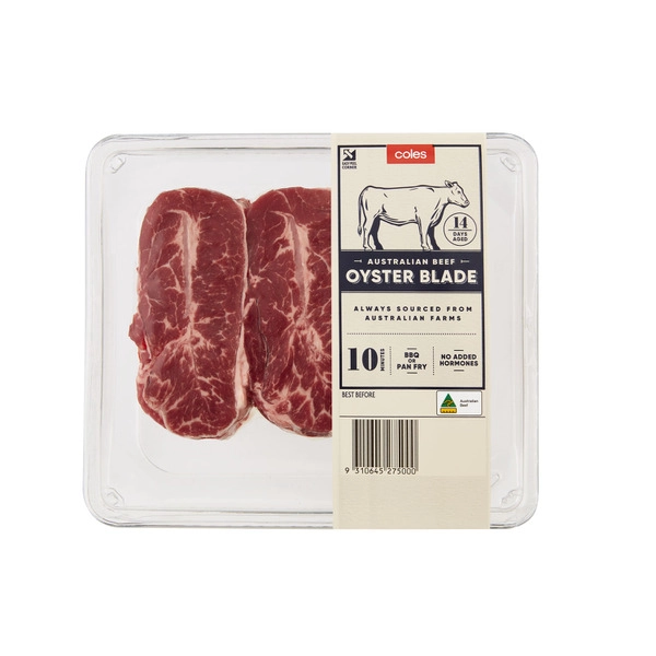 Coles No Added Hormone Beef Oyster Blade Steak 500g