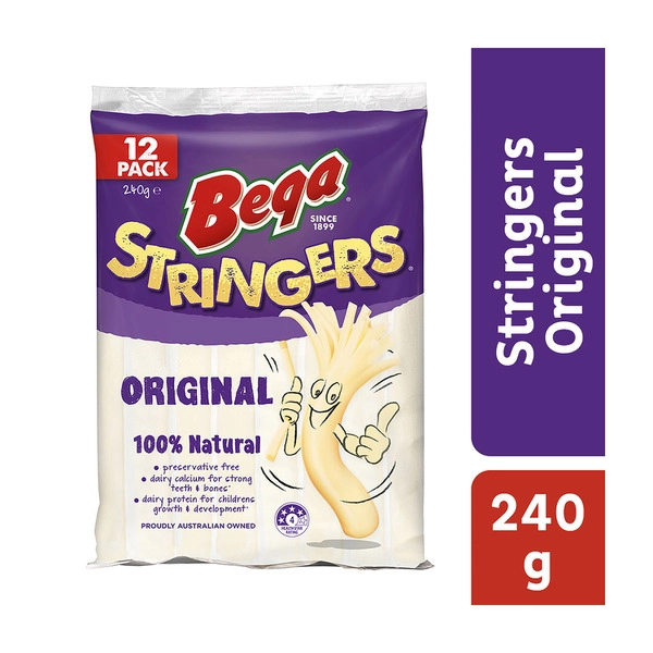 Bega Dairy Stringers Original Cheese 12 Pack 240g