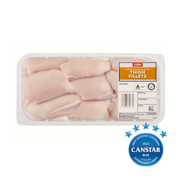 Coles RSPCA Approved Chicken Thigh Fillets Large Pack approx. 1.2kg each