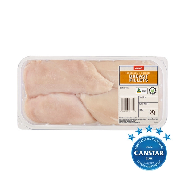 Coles RSPCA Approved Chicken Breast Fillets Large Pack approx. 1.1kg pack