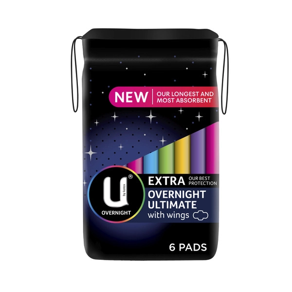 U By Kotex Overnight Ultimate With Wings 6 Pack