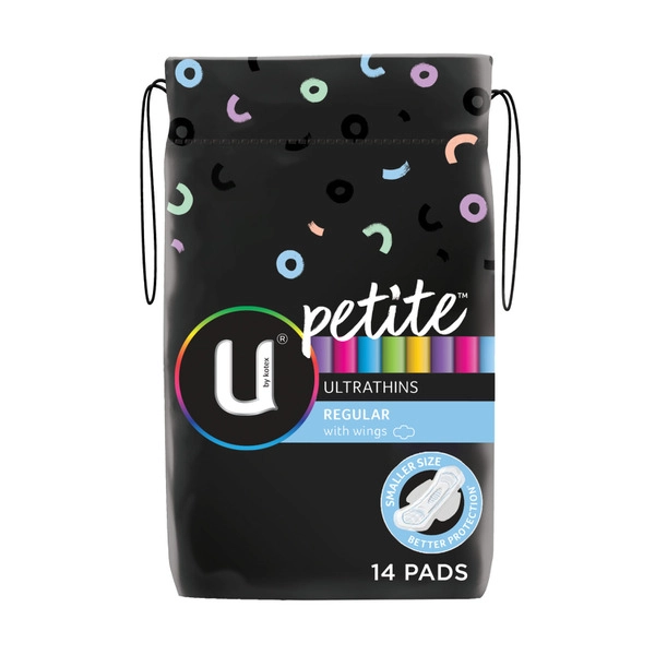 U by Kotex Petite Ultrathin Pads Regular with Wings 14 pack