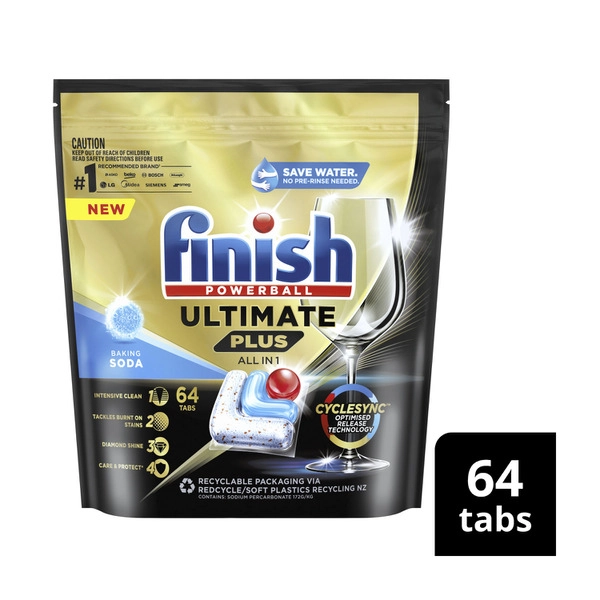 Finish Ultimate Plus Baking Soda Dishwasher tablets 64 pack