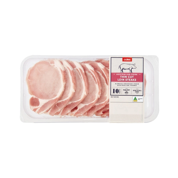 Coles Pork Loin Steaks Thin Cut 500g