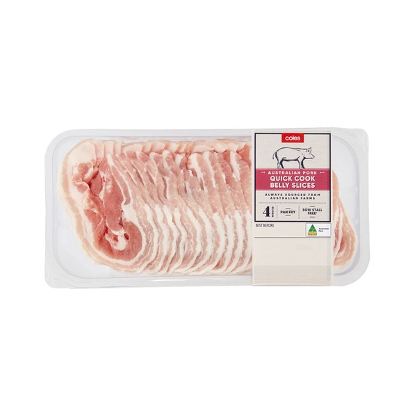 Coles Quick Cook Pork Belly Slices 350g