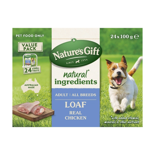 Nature's Gift Adult Wet Dog Food Real Chicken Loaf 24x100g 24 pack