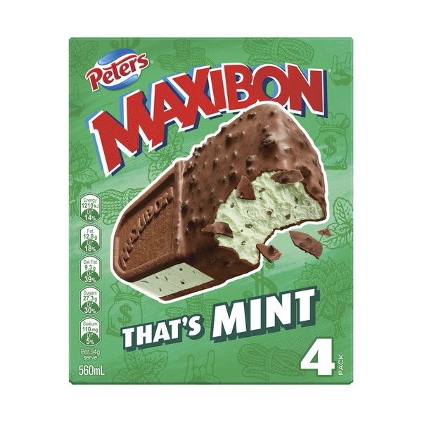 Peters Maxibon Thats Mint Ice Cream 4 Pack 560mL