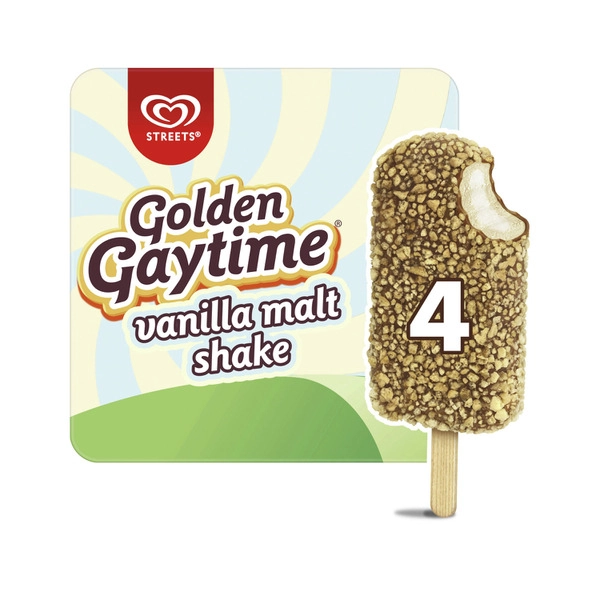 Streets Golden Gaytime Vanilla Malt Shake 4 Pack 400mL