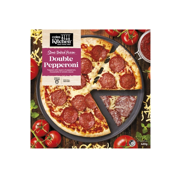 Coles Kitchen Double Pepperoni Pizza 420g