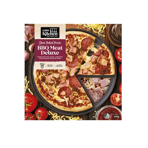 Coles Kitchen BBQ Meat Deluxe Pizza 470g