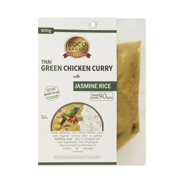 Coco Earth Thai Green Chicken Curry With Rice 400g