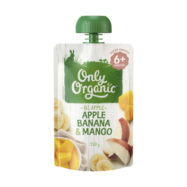 Only Organic Apple ONLY ORGANIC APPLE- BANANA & MANGO 6+ MONTHS POUCH 120G 