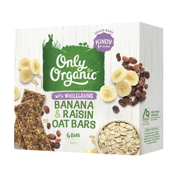 Only Organic Kindy Banana & Raisin Oat Bars 120g