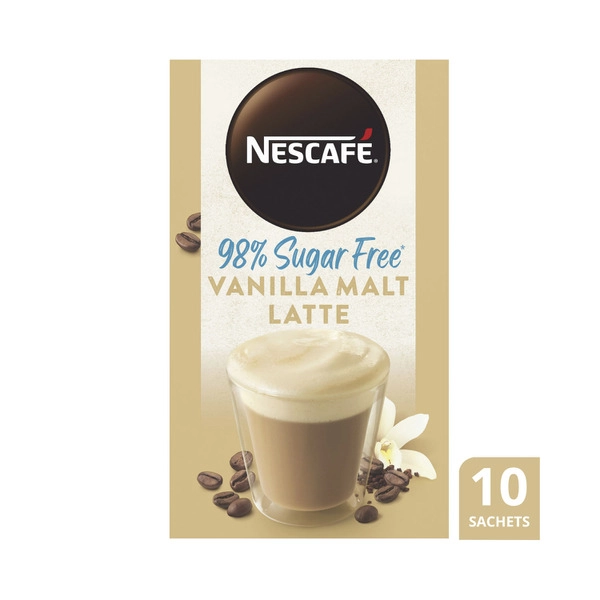 Nescafe Gold 98% Sugar Free Vanilla Malt Latte Sachets 10 pack