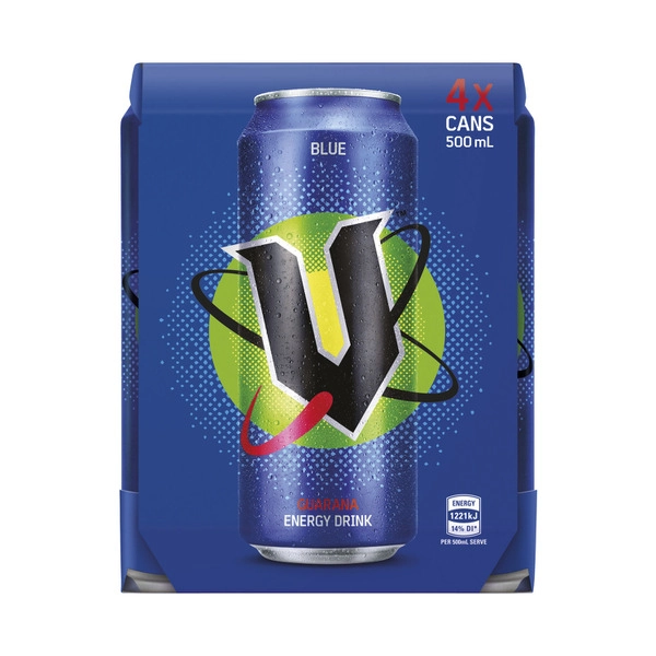 V Energy Drink Blue 4x500mL 4 pack