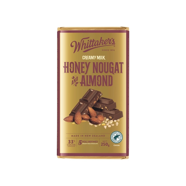 Whittaker's Block Chocolate Honey Nougat & Almond 250g