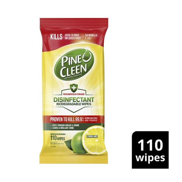 Pine O Cleen Disinfectant Wipes Lemon 110 pack