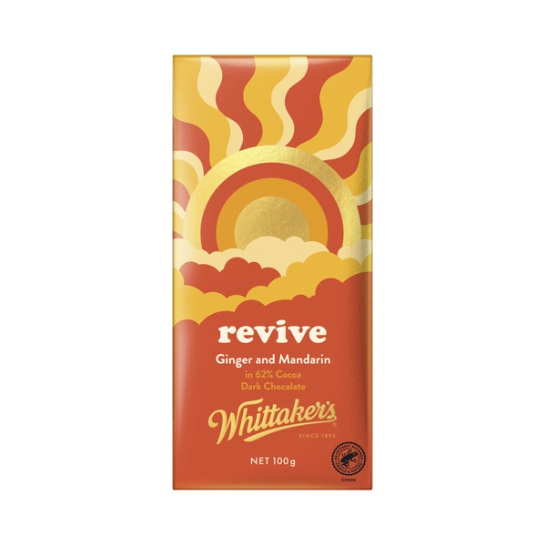 Whittaker's Chocolate Revive Ginger & Mandarin Block 100g