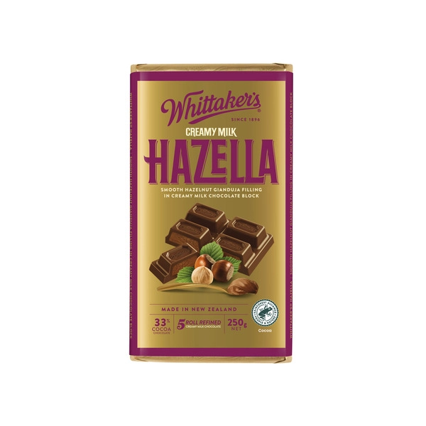 Whittaker's Chocolate Creamy Hazella Milk Chocolate Block 250g