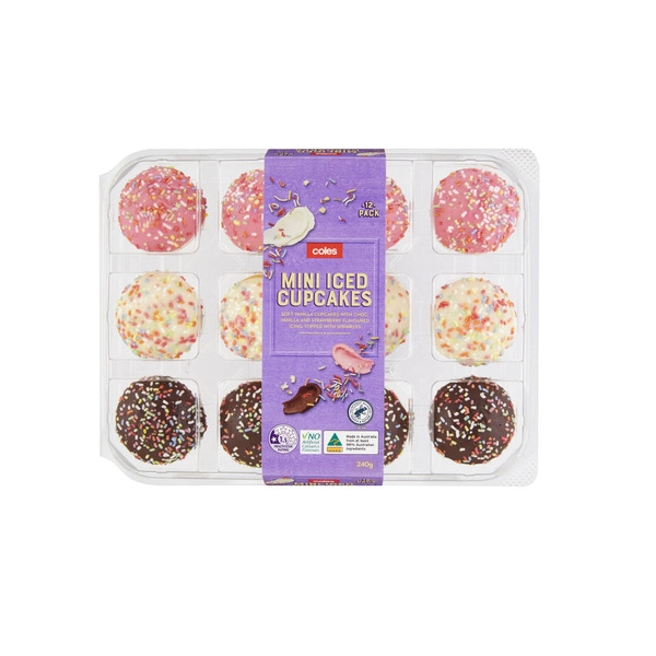 Coles Mini Iced Cupcakes 240g