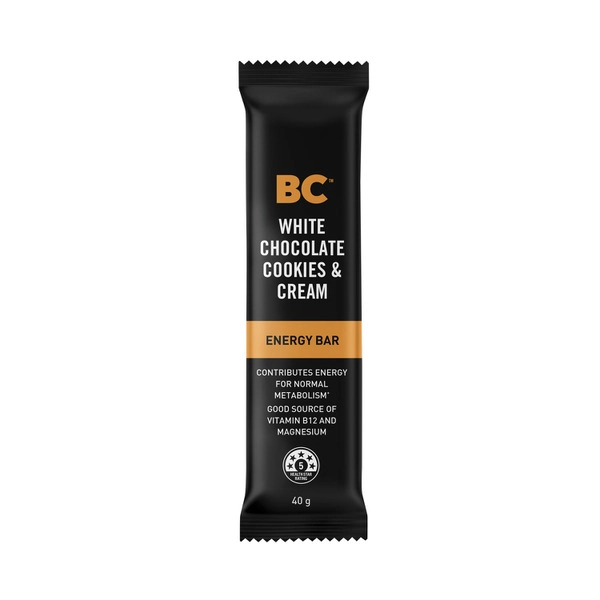 BC Snacks White Chocolate Cookies & Cream Energy Bar 40g