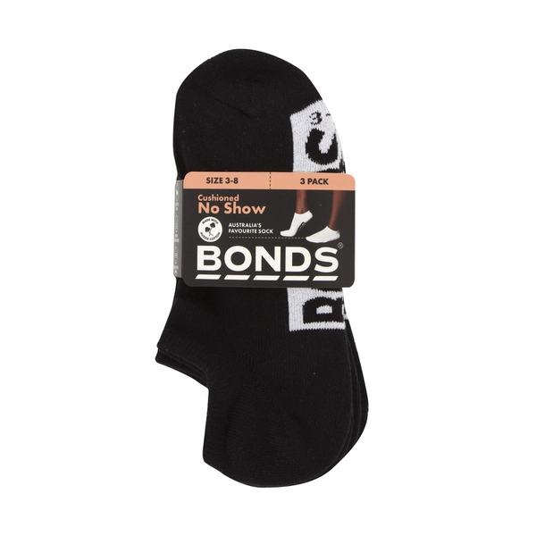 Bonds Womens Logo No Show Size 3-8 3 pack