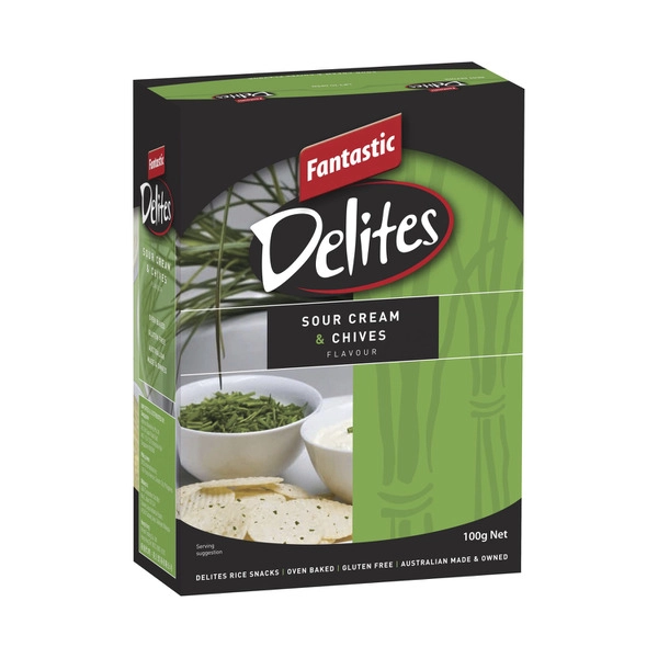 Fantastic Delites Rice Snacks Sour Cream & Chive 100g