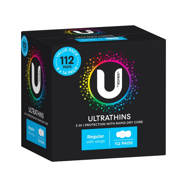 U By Kotex Ultra Thin Regular Pads With Wings 112 pack