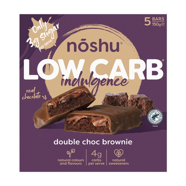 Noshu Low Carb Double Choc Brownie Indulgence Bars 150g