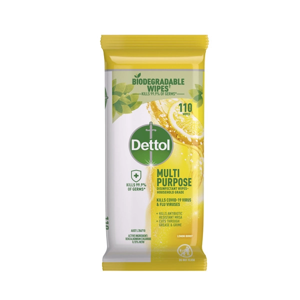 Dettol Multipurpose Disinfectant Cleaning Wipes Lemon 110 pack