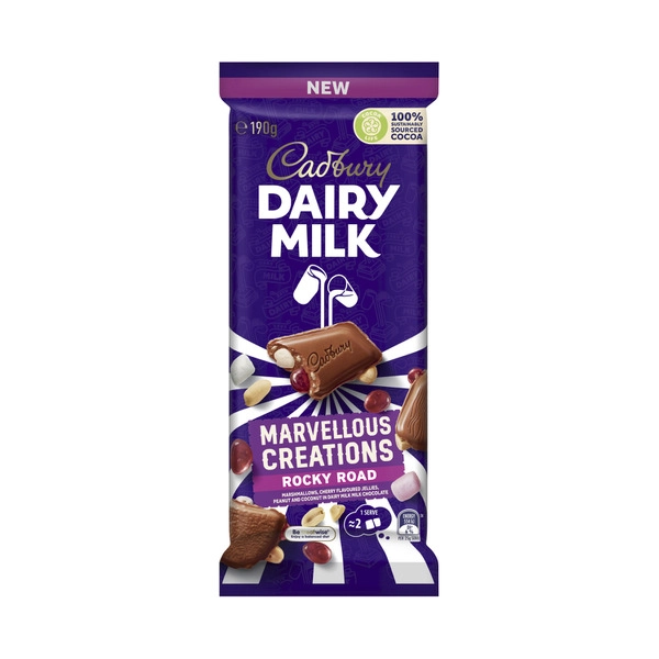 Cadbury Block Marvellous CADBURY DAIRY MILK MARVELLOUS CREATIONS ROCKY ROAD CHOCOLATE BLOCK 190G 