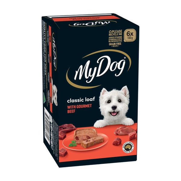 My Dog Wet Dog Food MY DOG ADULT WET DOG FOOD CLASSIC LOAF WITH GOURMET BEEF 6X100G TRAYS 