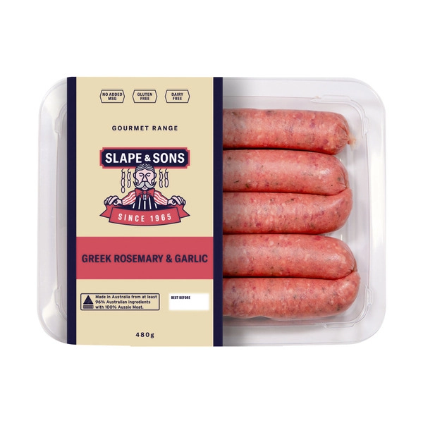 Slape & Sons Greek Rosemary & Garlic Sausages 480g