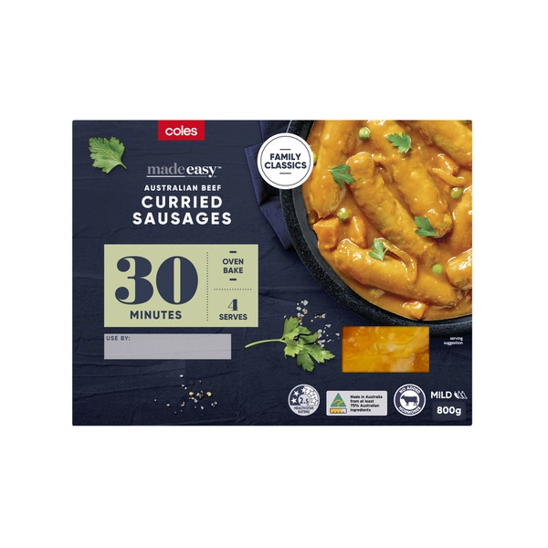 Coles Family Classics Beef Curried Sausages 800g