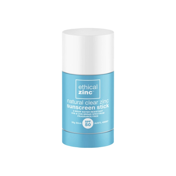 Ethical Zinc Natural Clear Zinc Sunscreen Stick SPF50+ 50g