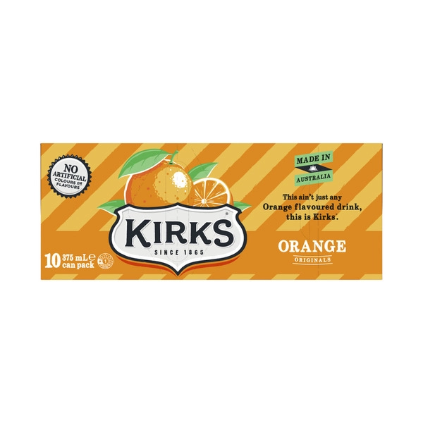 Kirks Orange KIRKS SOFT DRINK 10X375ML:ORANGE:.:10 PACK 