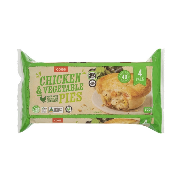 Coles Chicken & Vegetable Pies 4 pack 700g