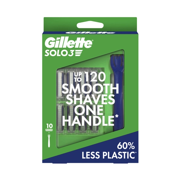 Gillette Solo 3 10 Men's Disposable Razor Blade 1 Handle + 10 Refills 1 each