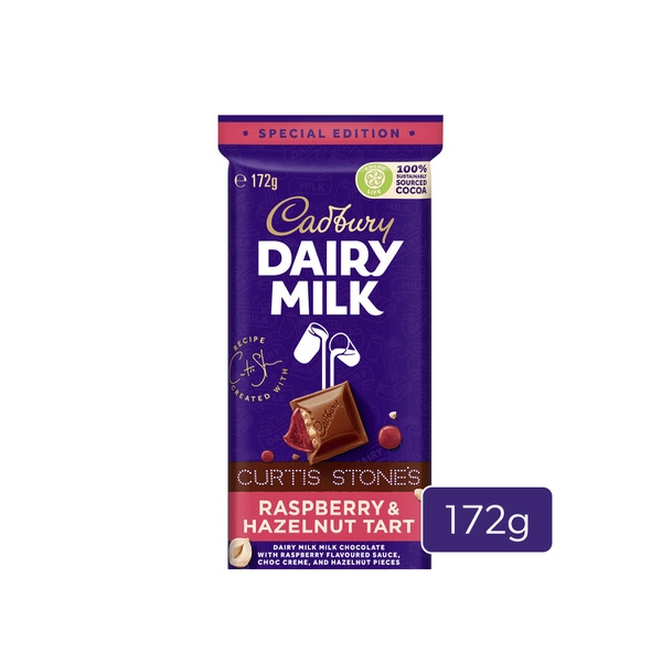 Cadbury Dairy Milk Curtis Stones Raspberry & Hazelnut Tart Chocolate Block 172g