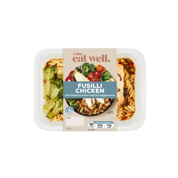 Coles Eat Well Fusilli Chicken Mediterranean Veg Sauce 390g