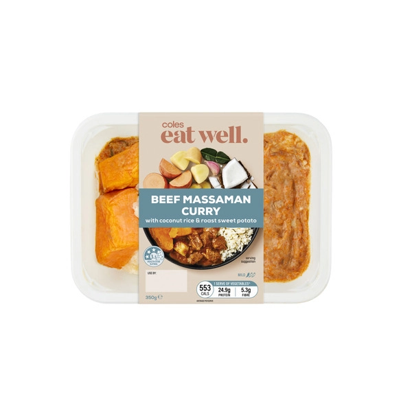 Coles Eat Well Beef Massaman Curry With Rice 350g