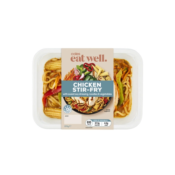 Coles Eat Well Chicken Stir Fry Sweet Soy Noodles Veg 370g