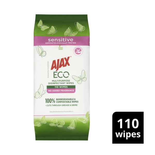 Ajax Wipes Eco Fragrance Free 110 pack