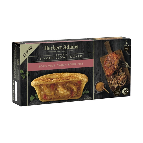 Herbert Adams Slow Cooked Cajun Pulled Pork Pie 2 pack 400g