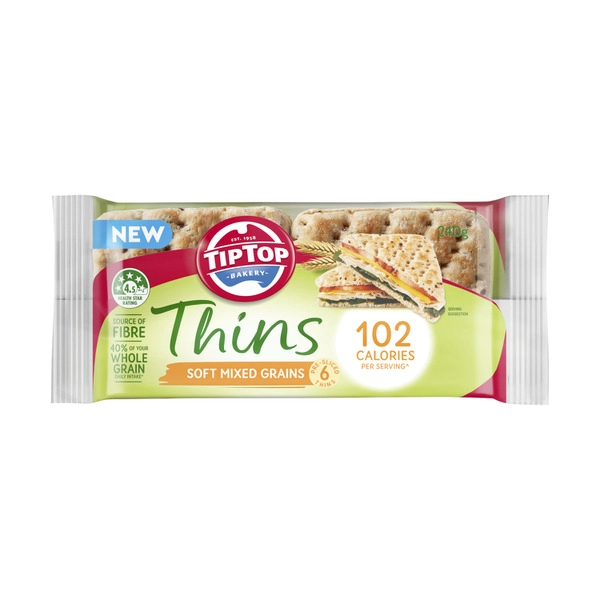 Tip Top Thins Mixed Grains 6 Pack 240g