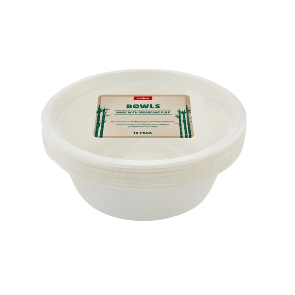 Coles Sugarcane Bowls 10 pack