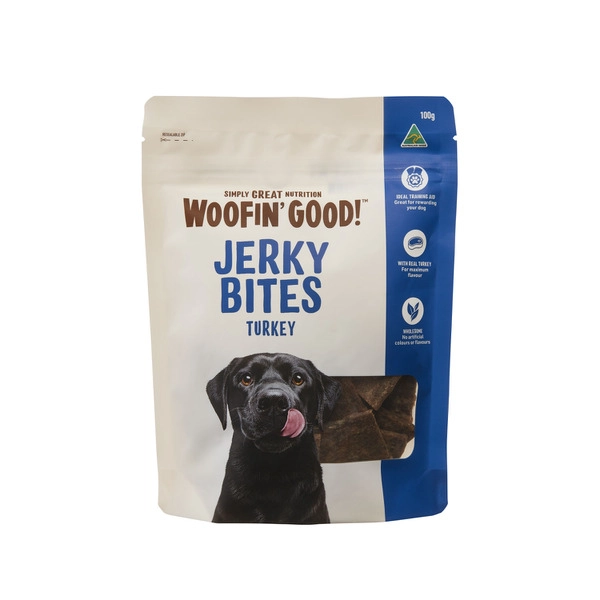 Woofin Good Jerky Bites Turkey Dog Treat 100g