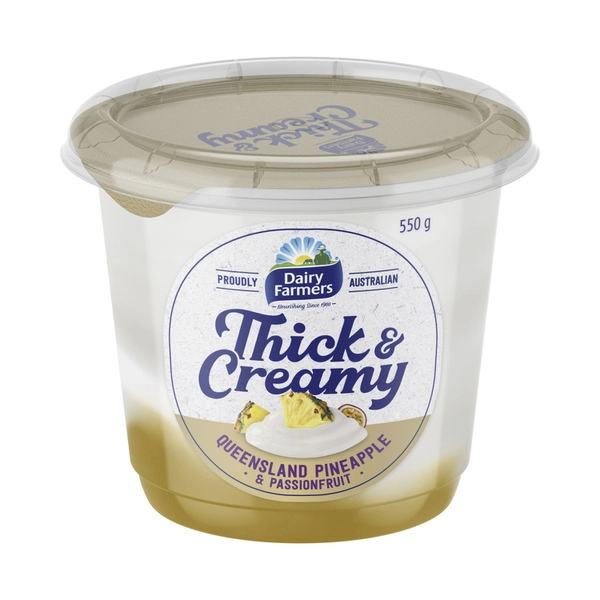 Dairy Farmers Thick & Creamy Yoghurt Pineapple & Bundaberg Passionfruit 550g