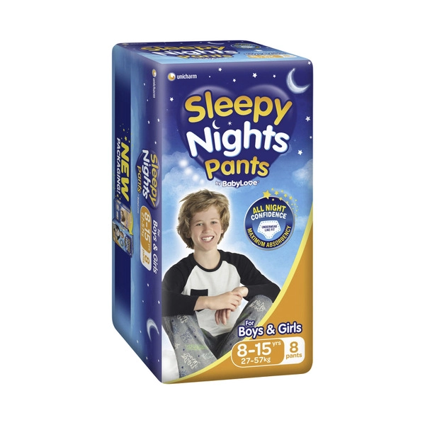 Babylove Sleepy Night BABYLOVE SLEEPYNIGHTS PANTS 8-15 YEARS (27-57KG) 8 PACK 