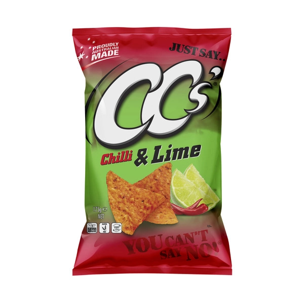 Cc's CC'S CORN CHIPS 175G:CHILLI & LIME:.:175 GRAM 